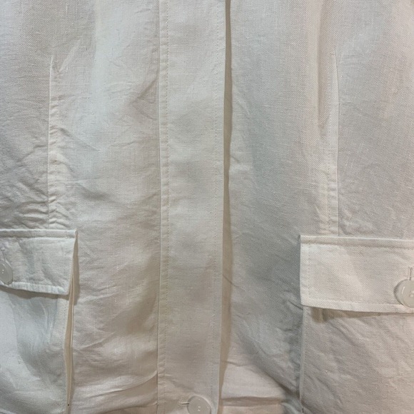 Talbots Women’s Grace Fit 100% Linen Full Zip Jacket w/Optional Hood Sz 14 White - Picture 4 of 16